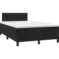 Maison Exclusive - Sengebund med lameller og sort LED madras 120x190 cm fløjlsstof