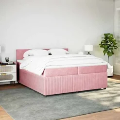 Maison Exclusive - Sengebund med lameller og Rose madras 200x200 cm fløjl