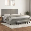 Maison Exclusive - Sengebund med lameller og madras Grå lys 200x200cm Velour