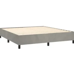 Maison Exclusive - Sengebund med lameller og madras Grå lys 200x200cm Velour