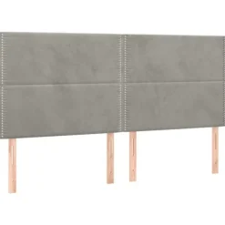 Maison Exclusive - Sengebund med lameller og madras Grå lys 200x200cm Velour
