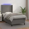 Maison Exclusive - Sengebund med lameller madras LED Grå 100x200 cm Kunstlæder