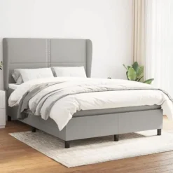 Maison Exclusive - Sengebund med lameller og madras Lys grå 140x200cm Stof