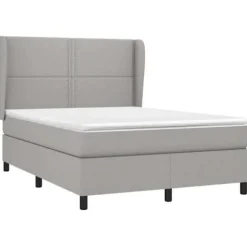 Maison Exclusive - Sengebund med lameller og madras Lys grå 140x200cm Stof