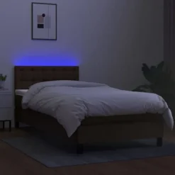 Maison Exclusive - Sengebund med lameller og madras samt LED Mørkebrun 90x200cm