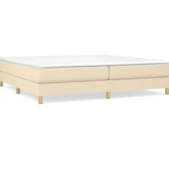 Maison Exclusive - Sengebund med lameller og madras Creme 200x200 cm Stof