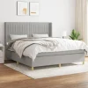 Maison Exclusive - Sengebund med lameller og madras Grå lys 180x200cm Stof