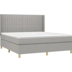 Maison Exclusive - Sengebund med lameller og madras Grå lys 180x200cm Stof