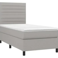 Maison Exclusive - Sengebund med lameller og madras samt LED Lys Lys Grå 90x200cm