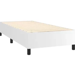 Maison Exclusive - Sengebund med lattekasser og madras Hvid 90x190 cm Syntetisk læder