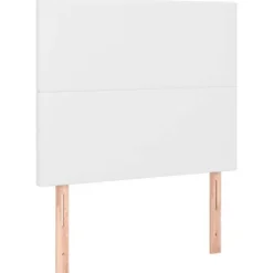 Maison Exclusive - Sengebund med lattekasser og madras Hvid 90x190 cm Syntetisk læder