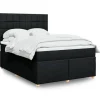 Maison Exclusive - Sengebund med lameller og madras Sort 160x200 cm Stof