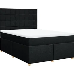 Maison Exclusive - Sengebund med lameller og madras Sort 160x200 cm Stof
