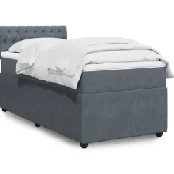 Maison Exclusive - Sengebund med lameller og mørkegrå madras 90x190 cm Velour