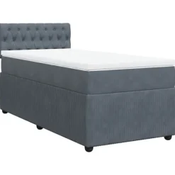 Maison Exclusive - Sengebund med lameller og mørkegrå madras 90x190 cm Velour