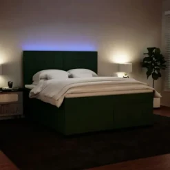 Maison Exclusive - Sengebund med lameller og mørkegrøn madras 180x200cm Velour