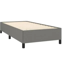 Maison Exclusive - Sengebund med lameller og madras Mørkegrå 90x190 cm Stof