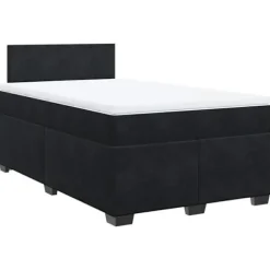 Maison Exclusive - Sengebund med lameller og madras Sort 120x200 cm Velour