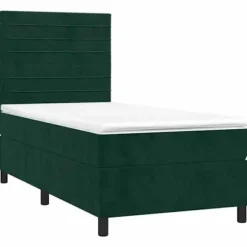 Maison Exclusive - Sengebund med lameller og mørkegrøn madras 90x200 cm