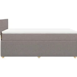 Maison Exclusive - Sengebunde med lameller og madras Taupe 80x200 cm Stof