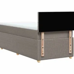 Maison Exclusive - Sengebunde med lameller og madras Taupe 80x200 cm Stof