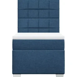 Maison Exclusive - Sengebund med lameller og madras Blå 90x190 cm Stof