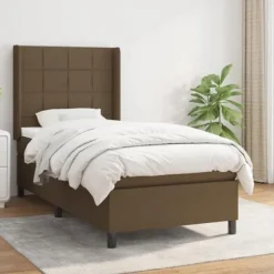 Maison Exclusive - Sengebund med lameller og madras Mørkebrun 90x190 cm