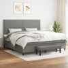 Maison Exclusive - Sengeramme med lameller og madras Mørkegrå 200x200cm Stof