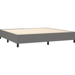 Maison Exclusive - Sengeramme med lameller og madras Mørkegrå 200x200cm Stof