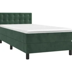 Maison Exclusive - Sengeramme med lameller og mørkegrøjt madras 90x190 cm