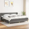 Maison Exclusive - Sengeramme med lameller og madras Mørkegrå 200x200cm Stof