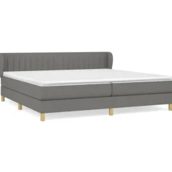 Maison Exclusive - Sengeramme med lameller og madras Mørkegrå 200x200cm Stof