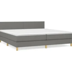 Maison Exclusive - Sengeramme med lameller og madras Mørkegrå 200x200cm Stof