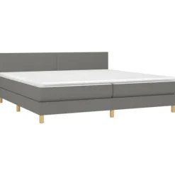 Maison Exclusive - Sengeramme med lameller og madras Mørkegrå 200x200cm Stof