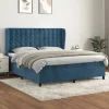 Maison Exclusive - Sengestel med lameller og mørkeblå madras 160x200cm Velours