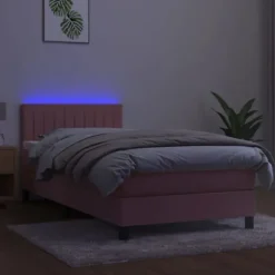Maison Exclusive - Sengestel med lameller og madras samt LED i rosa 80x200 cm