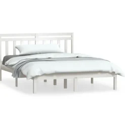 Maison Exclusive - Sengestel uden madras hvid massiv træ 140x190 cm