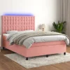 Maison Exclusive - Sengestel med lameller, madras og LED Rosa 140x190 cm Velour