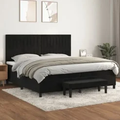 Maison Exclusive - Sengestel med kunstlæder og madras Sort 200x200 cm Velours