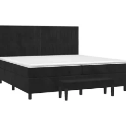 Maison Exclusive - Sengestel med kunstlæder og madras Sort 200x200 cm Velours
