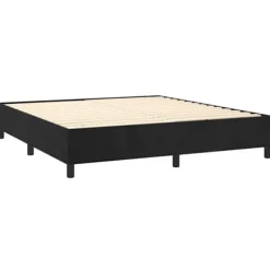 Maison Exclusive - Sengestel med kunstlæder og madras Sort 200x200 cm Velours