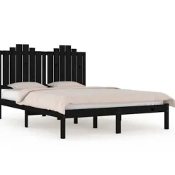 Maison Exclusive - Sengramme uden madras sort massivt træ 200x200 cm