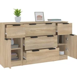 Maison Exclusive - Sæt af 3 buffetter Sonoma eg Ingeniørtræ