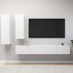 Maison Exclusive - TV-møbel sæt 4 stk Hvid Ingeniørtræ Matt vit