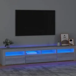 Maison Exclusive - TV-møbel med LED-lys Sonoma grå 210x35x40 cm