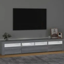 Maison Exclusive - TV-møbel med LED-lys Sonoma grå 210x35x40 cm