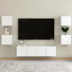 Maison Exclusive - TV-møbel sæt 6 stk Hvid Ingeniørtræ Matt vit