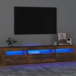 Maison Exclusive - TV-møbel med LED-lys Røget eg 195x35x40 cm