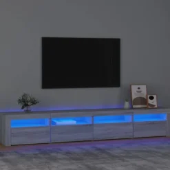 Maison Exclusive - TV-møbel med LED-lys Sonoma grå 240x35x40 cm