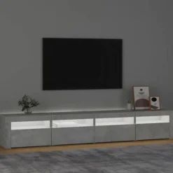 Maison Exclusive - TV-møbel med LED-lys Beton grå 240x35x40 cm